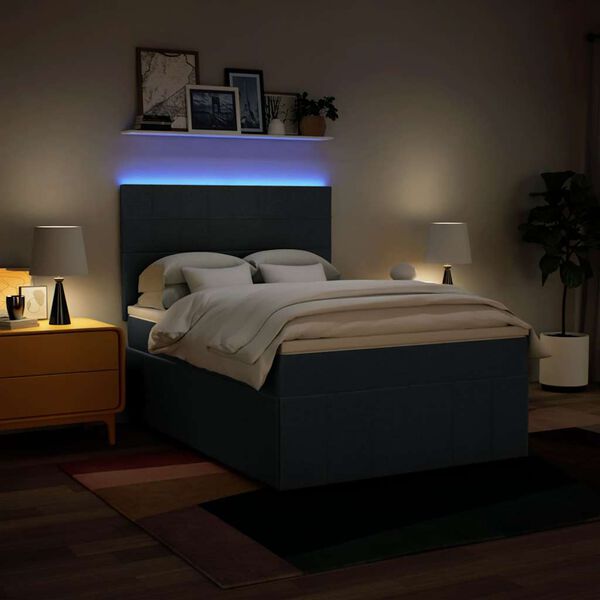 vidaXL Cama box spring con colch&oacute;n tela azul 140x190 cm