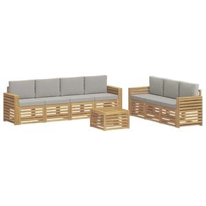 vidaXL Juegos de sof&aacute;s 8 uds. Blanco y Gris Claro Poli&eacute;ster