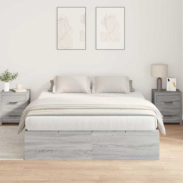 vidaXL Cama con almacenamiento Gris Sonoma 160 x 200 cm