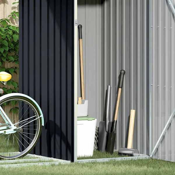 vidaXL Cobertizo jard&iacute;n le&ntilde;a antracita acero galvanizado 245x98x159cm