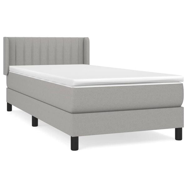 vidaXL Cama box spring con colch&oacute;n tela gris claro 90x190 cm