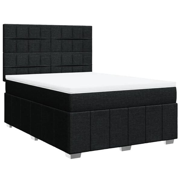 vidaXL Cama box spring con colch&oacute;n tela negro 140x200 cm