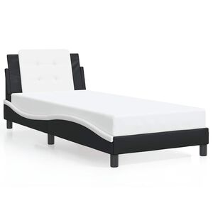 vidaXL Estructura de cama sin colch&oacute;n Zadar cuero sint&eacute;tico negro y blanco 80x200 cm