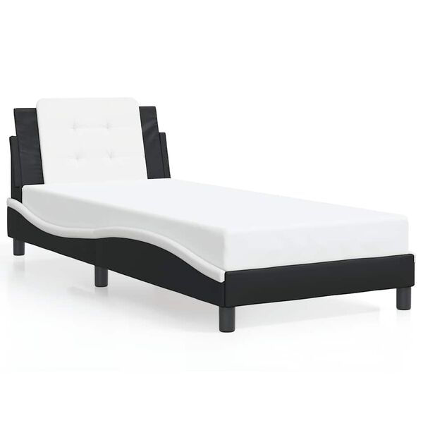 vidaXL Estructura de cama sin colch&oacute;n Zadar cuero sint&eacute;tico negro y blanco 80x200 cm