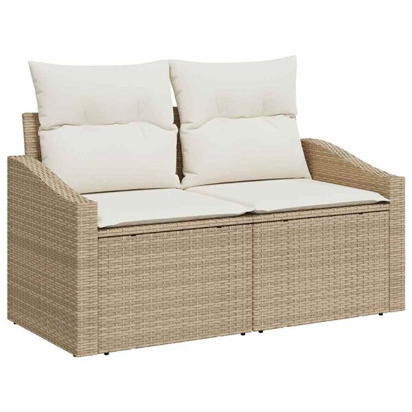 vidaXL Conjunto de sof&aacute;s de jard&iacute;n 8 pcs Beige rat&aacute;n sint&eacute;tico