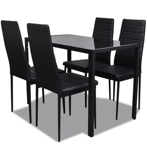 vidaXL Conjunto de mesa y sillas de comedor 5 piezas negro