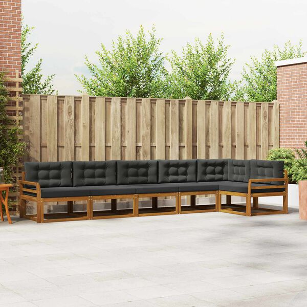 vidaXL Conjunto de sof&aacute;s de exterior 6 pcs Natural y Antracita