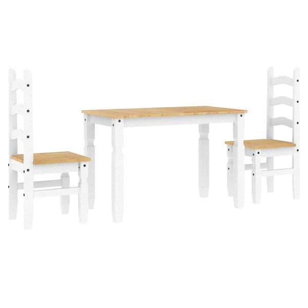 vidaXL Juego de comedor Panama 3 pzas madera maciza de pino blanco