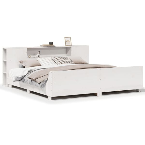 vidaXL Cama sin colchón madera maciza de pino blanca 180x200 cm