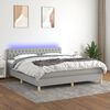 vidaXL Cama box spring con colch&oacute;n tela y LED gris claro 160x200 cm