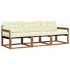 vidaXL Conjunto de sof&aacute;s de exterior con coj&iacute;n 3 pcs Natural y Crema