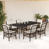 vidaXL Set comedor de jard&iacute;n 7 pzas con cojines rat&aacute;n sint&eacute;tico marr&oacute;n
