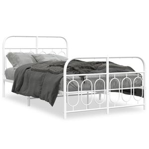 vidaXL Estructura cama sin colch&oacute;n con estribo metal blanco 120x200 cm