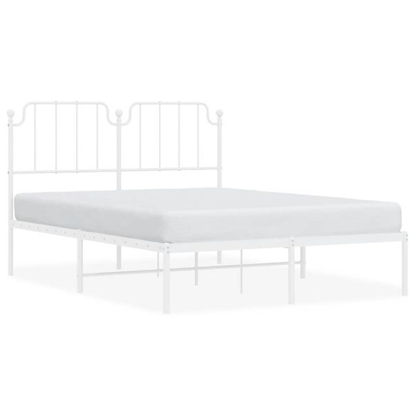 vidaXL Estructura cama sin colch&oacute;n con cabecero metal blanco 150x200cm
