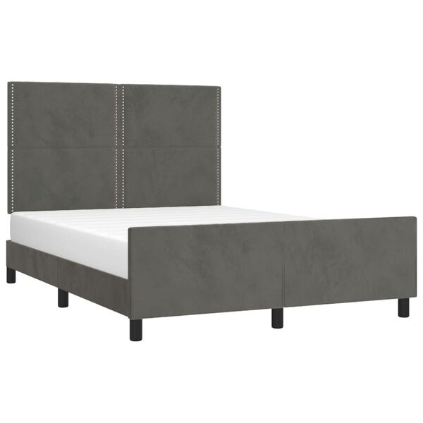 vidaXL Estructura de cama sin colch&oacute;n terciopelo gris oscuro 140x200cm
