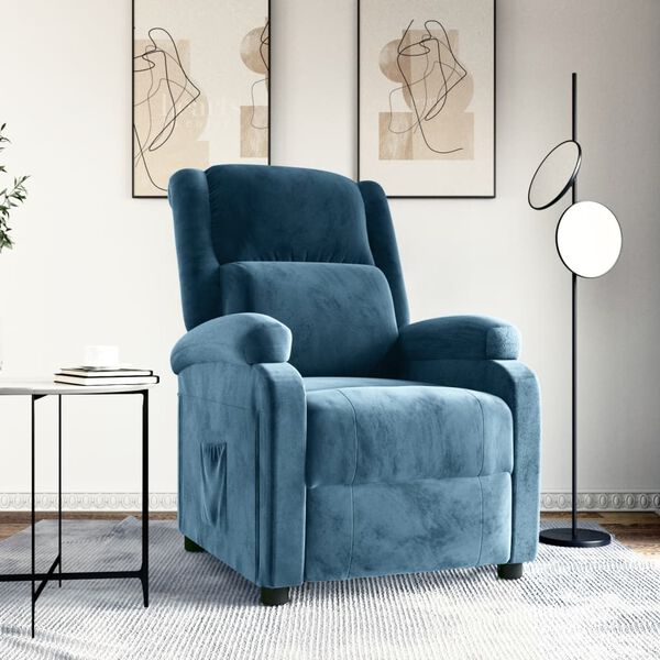 vidaXL Sillón reclinable de terciopelo azul