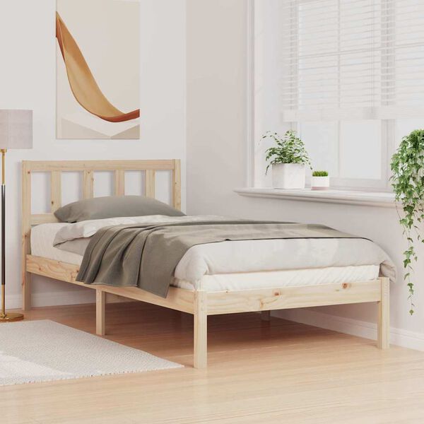 vidaXL Estructura de cama Marr&oacute;n 75 x 190 cm Madera de pino macizo
