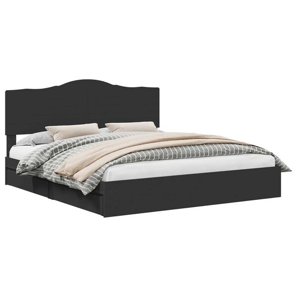 vidaXL Cama con almacenamiento Negro 200 x 200 cm Madera de ingenier&iacute;a