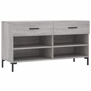 vidaXL Banco zapatero madera de ingenier&iacute;a gris Sonoma 102x35x55 cm