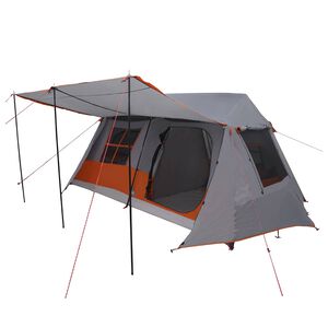 vidaXL Tienda de campa&ntilde;a tipo t&uacute;nel Gris y naranja 400 x 278 x 182 cm