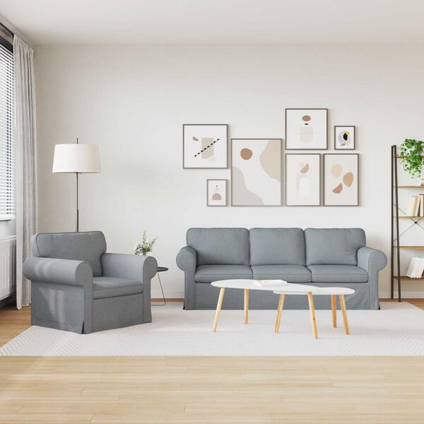 vidaXL Sof&aacute; 180cm 2 pcs Gris Claro Metal