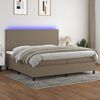 vidaXL Cama box spring colch&oacute;n y luces LED tela gris taupe 200x200 cm