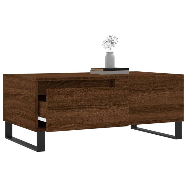 vidaXL Mesa de centro madera contrachapada marr&oacute;n roble 90x50x36,5 cm