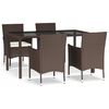 vidaXL Set comedor de jard&iacute;n 5 piezas y cojines rat&aacute;n sint&eacute;tico marr&oacute;n