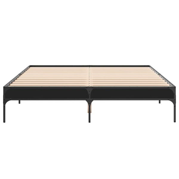 vidaXL Estructura de cama madera de ingenier&iacute;a y metal negro 140x200cm