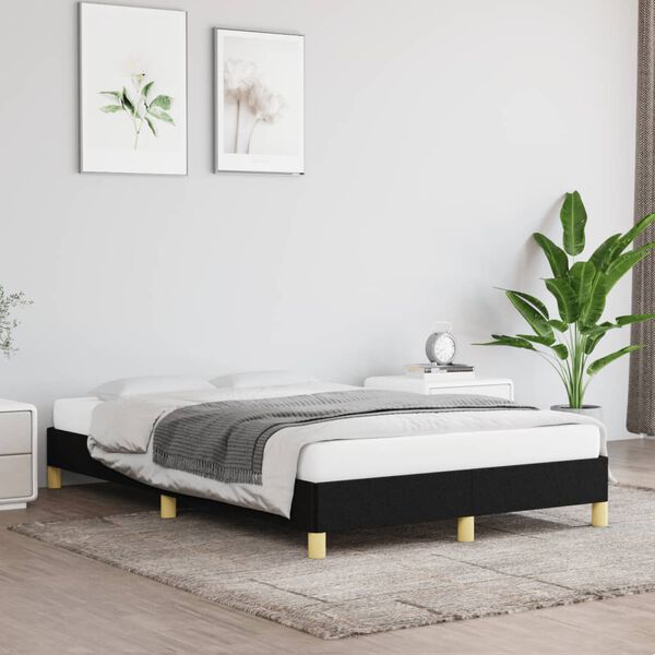 vidaXL Estructura de cama sin colch&oacute;n tela negro 120x190 cm
