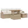 vidaXL Conjunto de sof&aacute; de jard&iacute;n 6 uds. Beige rat&aacute;n sint&eacute;tico