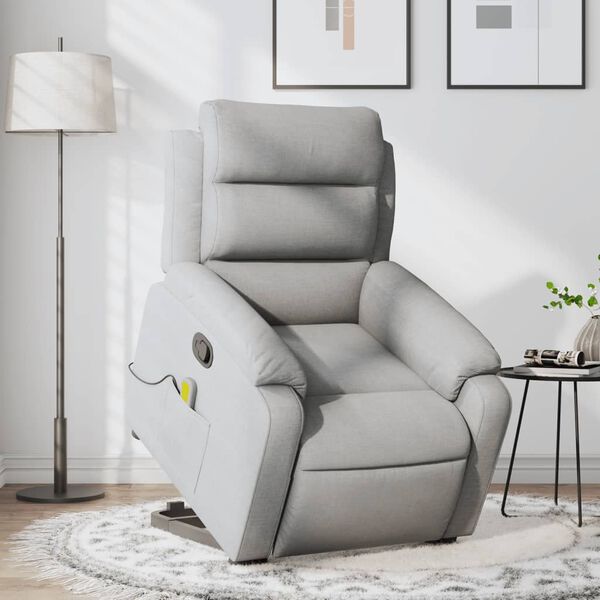 vidaXL Sill&oacute;n de masaje reclinable de pie de tela gris claro