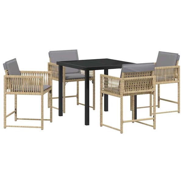 vidaXL Conjunto de Comedor de Jardín 5 pcs Beige ratán sintético