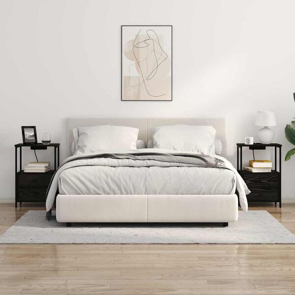 vidaXL Armario de Noche con caj&oacute;n 2 pcs Roble Negro 40 x 31 x 60 cm