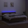 vidaXL Cama box spring colch&oacute;n luces LED tela marr&oacute;n oscuro 180x200cm