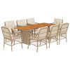 vidaXL Set comedor de jard&iacute;n 9 pzas con cojines rat&aacute;n sint&eacute;tico beige