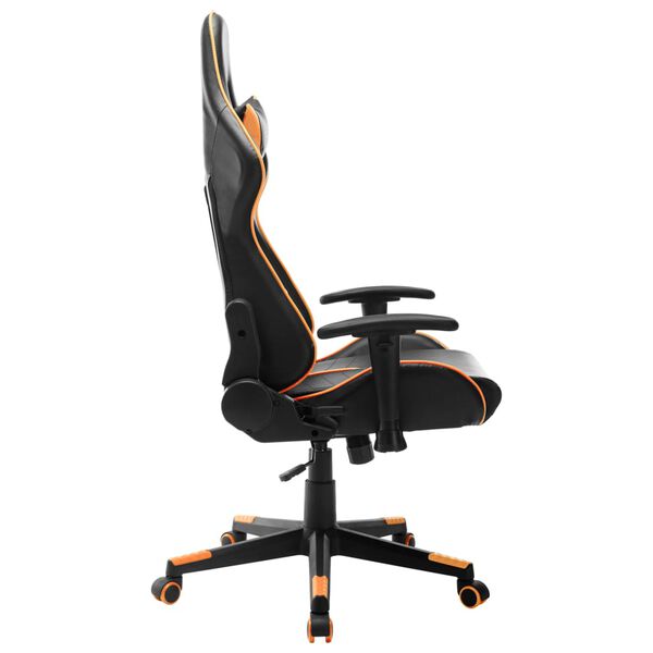 vidaXL Silla de gaming de cuero sint&eacute;tico negro y naranja