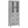 vidaXL Aparador alto madera contrachapada gris hormig&oacute;n 69,5x34x180 cm