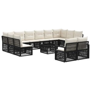 vidaXL Conjunto de sof&aacute;s de jard&iacute;n 13 uds. Negro rat&aacute;n sint&eacute;tico