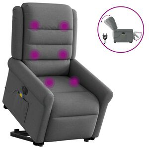 vidaXL Sill&oacute;n de masaje el&eacute;ctrico reclinable elevable tela gris oscuro