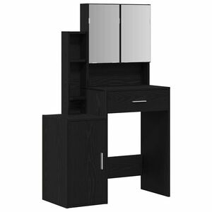 vidaXL Mesa Tocador Roble Negro 80 x 35 x 132 cm Madera de ingenier&iacute;a