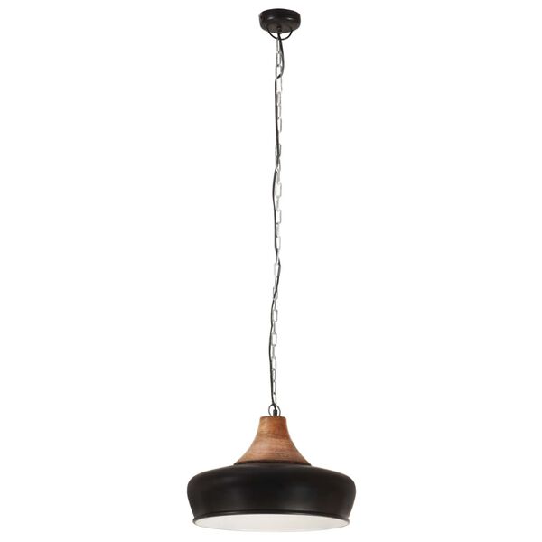 vidaXL L&aacute;mpara colgante industrial hierro negro y madera 26 cm E27