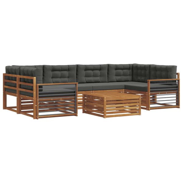 vidaXL Conjunto de sof&aacute;s de exterior 8 pcs Natural y Antracita