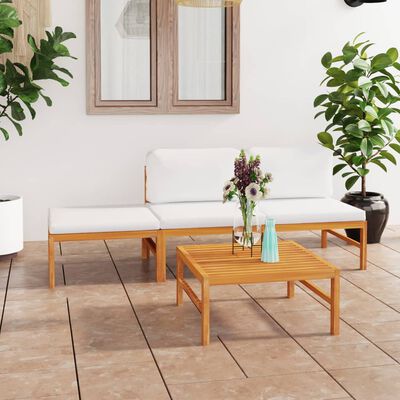 vidaXL Set de muebles de jardín 4 pzas madera de teca y cojines crema