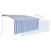 vidaXL Toldo retr&aacute;ctil manual con persiana y LED azul y blanco 3x2,5 m