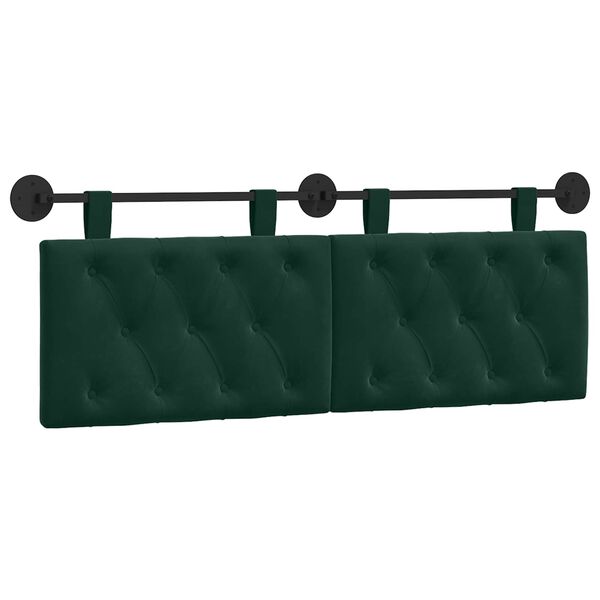 vidaXL Cabecera Colgante Verde oscuro 130 x 55 x 7 cm Terciopelo