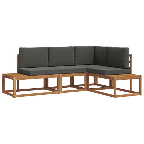 vidaXL Conjunto de sof&aacute;s de exterior 4 Pieza Natural y Antracita