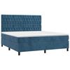 vidaXL Cama box spring colch&oacute;n y LED terciopelo azul oscuro 180x200 cm