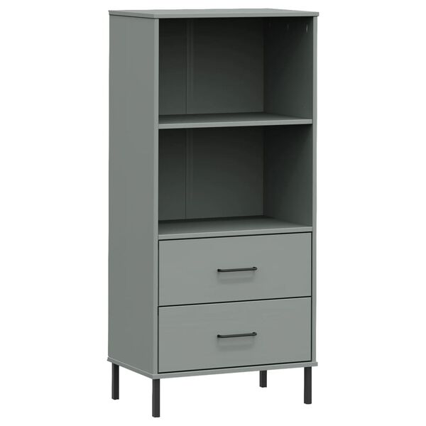 vidaXL Librer&iacute;a con 2 cajones OSLO madera maciza gris 60x35x128,5 cm