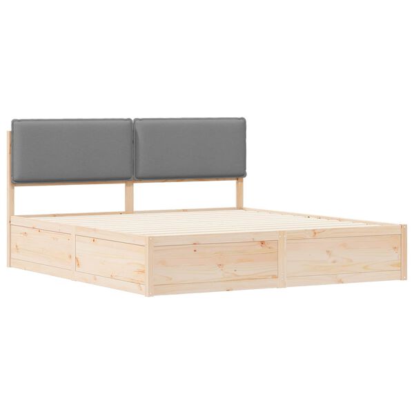 vidaXL Estructura de Cama con Cabecera Tapizada Gris Claro